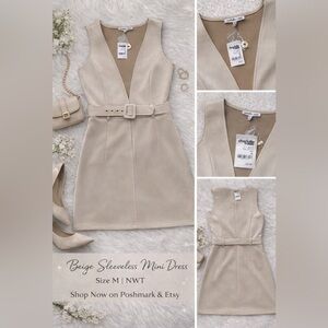 Charlotte Russe Cream Belted Mini Dress